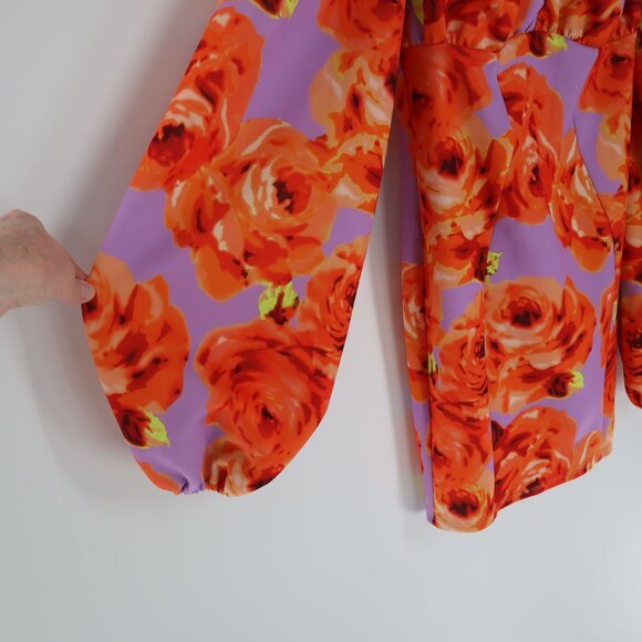 Asos Design Mini Dress Womens 2 Purple Coquette Twee Romantic Floral Casual - Picture 7 of 12